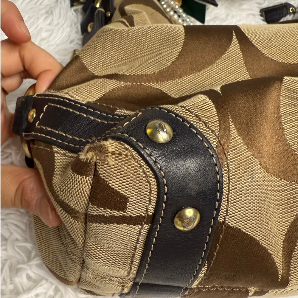 y2k COACH Black Brown Carly Large Hobo Signature Shoulder Bag Purse - Picture 9 of 16